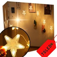 GIRLANDA 70LED KURTYNA ŚWIETLNA GWIAZDY OZDOBNA NA OKNO LAMPKI BIAŁY CIEP.