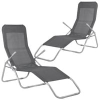 Leżak ogrodowy grawitacyjny ciemny szary zestaw 2 szt