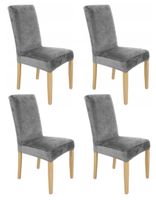 Zestaw 4Szt. Pokrowiec Na Krzesło Szary Welur Elastczyny [21Wa-4Szt]