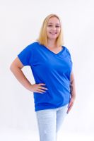 Chabrowa Basicowa Koszulka w Szpic z Krótkim Rękawem UNI