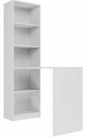 Nowoczesny Regał Otwarty z Biurkiem 50cm Biały TREN IV TS - 2 Kolory