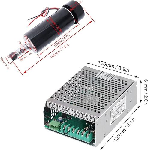 Zestaw silnika wrzeciona CNC 500W 12-100V DC na Arena.pl