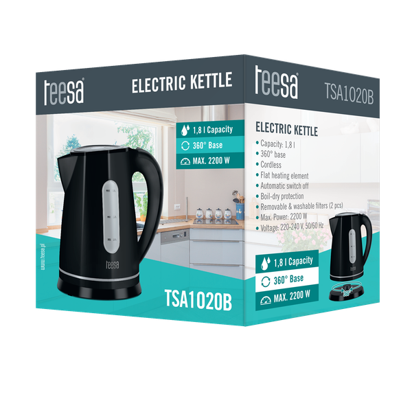 CZAJNIK ELEKTRYCZNY TEESA TSA1020B 2200W CZARNY 1,8L zdjęcie 4