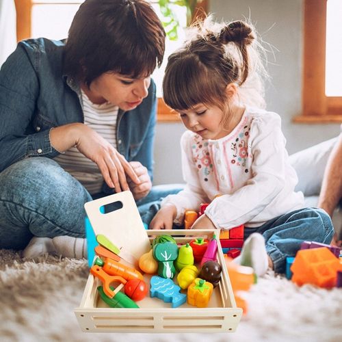 DREWNIANE WARZYWA I OWOCE NA MAGNES ZESTAW DO KROJENIA ZABAWKA EDUKACYJNA na Arena.pl