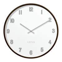 LAVVU Ciemny drewniany biały zegar ścienny FADE