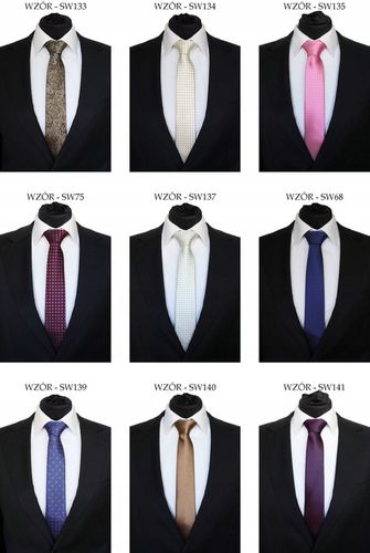 KRAWAT ŚLEDŹ ŚLEDZIK WĄSKI 6 cm - DUŻO WZORÓW na Arena.pl