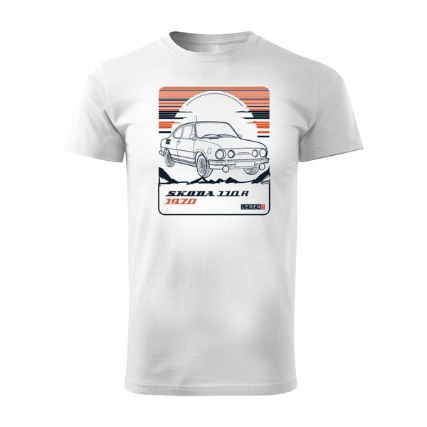 Koszulka z samochodem Skoda 110 R PRL legend męska biała REGULAR M zdjęcie 1