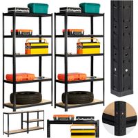 Regał metalowy do garażu piwnicy magazynowy zestaw 2 sz. 90x40x180 czarny