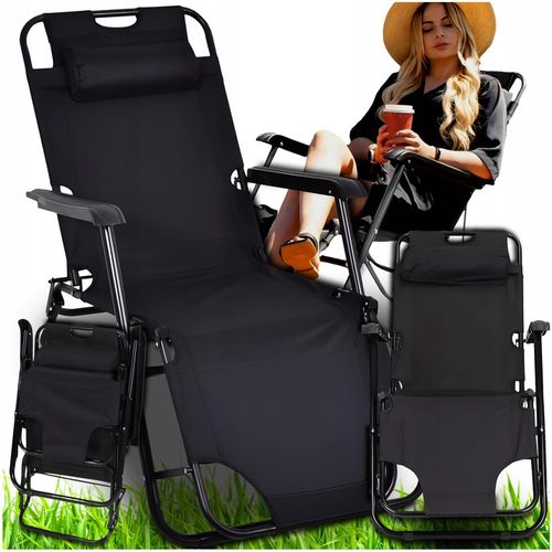 LEŻAK OGRODOWY SKŁADANY REGULOWANE KRZESŁO TURYSTYCZNE PLAŻOWE Z ZAGŁÓWKIEM na Arena.pl