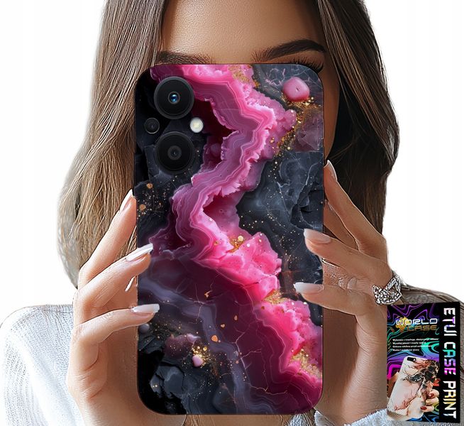 ETUI DO OPPO RENO7 LITE 5G - RÓŻOWY MARMUREK PLECKI, MODNE WZORY zdjęcie 1