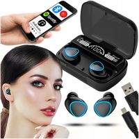 SŁUCHAWKI BEZPRZEWODOWE BLUETOOTH + POWERBANK MIKROFON DO USZU DOUSZNE