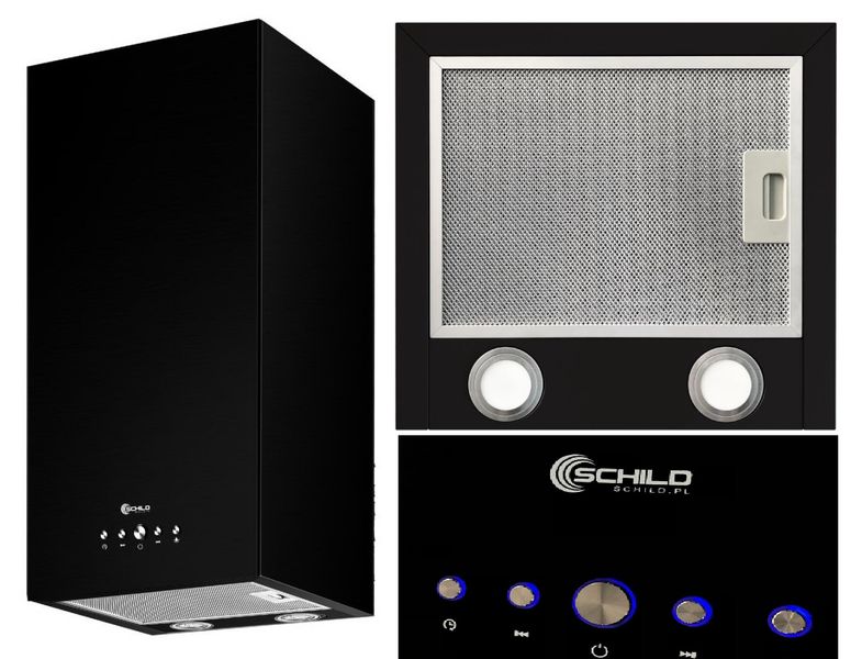 OKAP KUCHENNY ŚCIENNY CZARNY KOMINOWY PROSTOKĄTNY zdjęcie 1