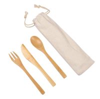 Zestaw sztućców bambusowych NATURAL TRIP, brązowy