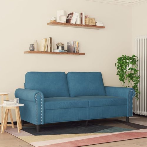 Sofa 2-osobowa, niebieski, 140 cm, tapicerowana aksamitem na Arena.pl