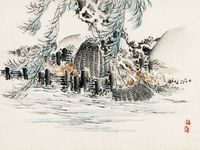 Plakat 100x75cm Fishing Baskets, Kōno Bairei Japoński Vintage do Salonu