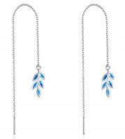 Kolczyki srebrne długie wiszące przeciągane listki gałązki srebro próba 925