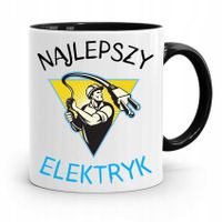 Kubek Czarny Prezent Elektryka Najlepszy Elektryk Z Nadrukiem Ze Zdjęciem