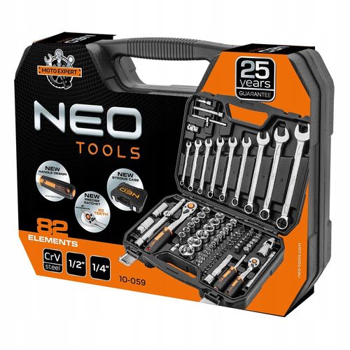 Zestaw kluczy nasadowych NEO TOOLS 10-059 1/2, 1/4 cala (82 elementy) na Arena.pl