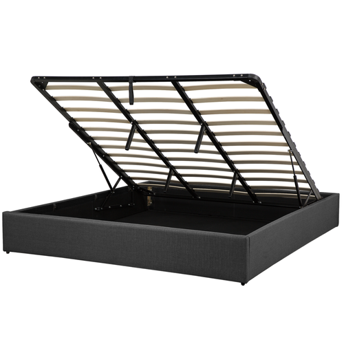 Łóżko z pojemnikiem tapicerowane 180 x 200 cm szare DINAN na Arena.pl