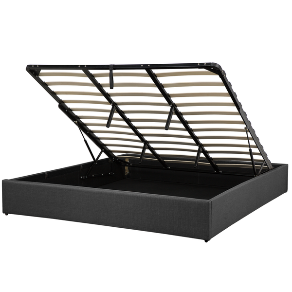 Łóżko z pojemnikiem tapicerowane 180 x 200 cm szare DINAN zdjęcie 1