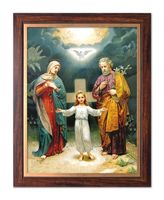 Obraz Święta Rodzina 50 X 70 Cm Rama Drewniana Ze Złotym Paskiem W062