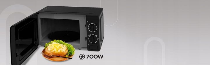 CZARNA KUCHENKA MIKROFALOWA MIKROFALÓWKA MIKROFALA UD TIMER 700W 20l LITRÓW zdjęcie 8