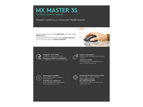 Logitech MX MASTER 3S Wireless Mouse, Graphite | Logitech na Arena.pl