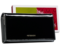czarny portfel damski skórzany z akcentem - peterson