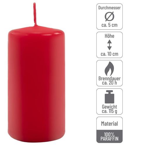 Zestaw świec filarowych, 10 cm, Ø 5 cm, czerwone, 24 szt. na Arena.pl