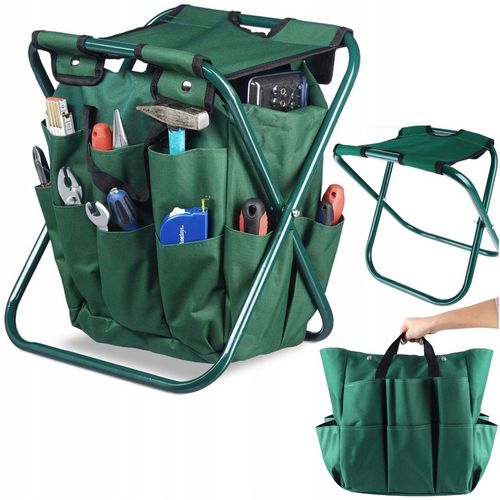 Stołek Składany Taboret Ogrodowy Wędkarski Z Torbą Na Narzędzia na Arena.pl