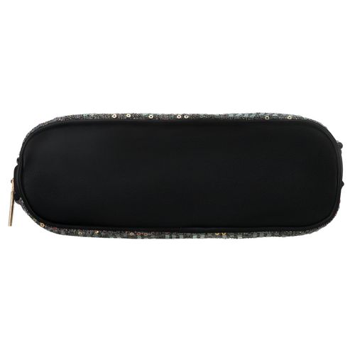 czarna kosmetyczka z materiału syntetycznego, jednokomorowa i zamykana na Arena.pl