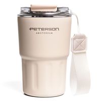 kubek termiczny ze stali nierdzewnej w beżowym kolorze z podwójnymi