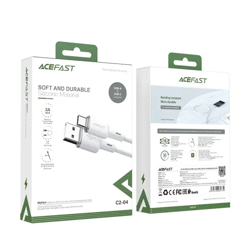 acefast kabel usb - usb typ c 1,2m, 3a biały (c2-04 white) na Arena.pl