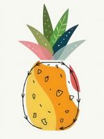 Plakat 60x80cm Nowoczesny Owoce I Ananas I Pop Art Vintage do Salonu