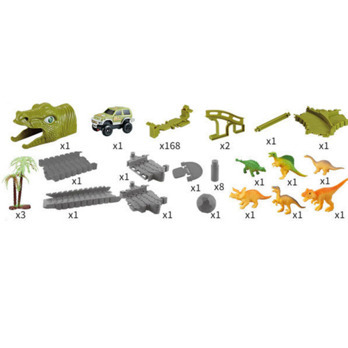 Zestaw Tor Wyścigowy Dinozaury Park Przeszkód Autko Figurki Klocki 168El na Arena.pl