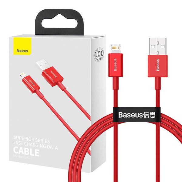 Kabel USB do Lightning Baseus Superior Series, 2.4A, 1m (czerwony) zdjęcie 1