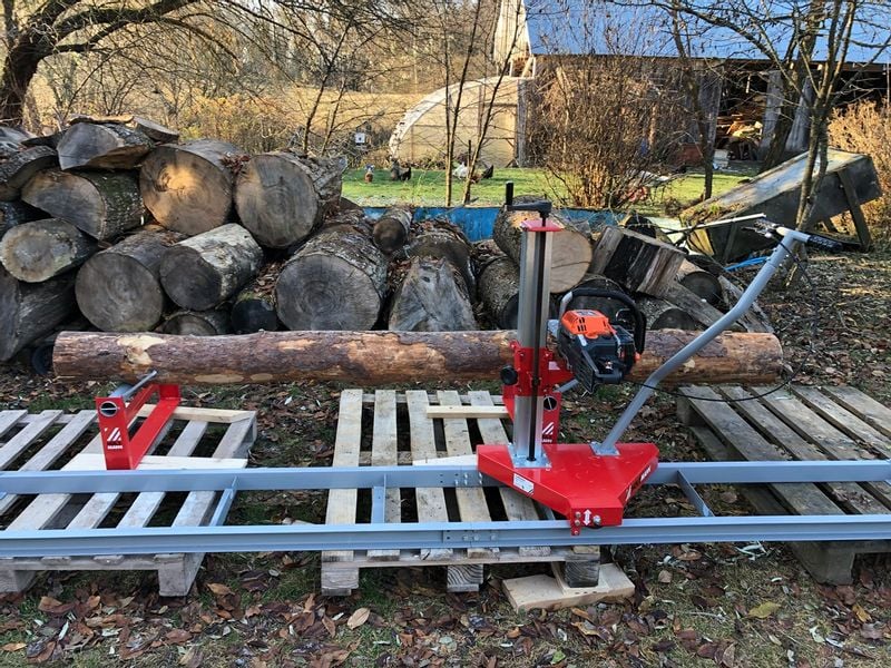 Przystawka do piły łańcuchowej mini trak mobilny traczek tartak drewna zdjęcie 9