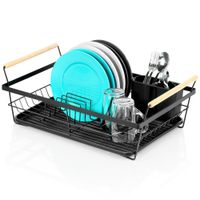 Ociekacz Duża Suszarka Stojąca Naczynia Talerze Sztućce Czarna Metal 50 cm