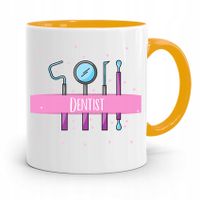 Kubek Żółty Prezent Dentysty Stomatologa Dentist Z Nadrukiem Ze Zdjęciem