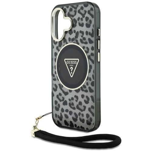 Etui Guess HC IML Leopard Triangle Cord  Strap do iPhone 16 MagSafe czarny na Arena.pl