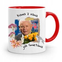 Kubek Czerwony Śmieszny Pis Jarosław Kaczyński Z Nadrukiem Ze Zdjęciem