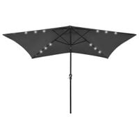 Emaga Parasol z lampkami LED, na stalowym słupku, antracyt, 2x3 m