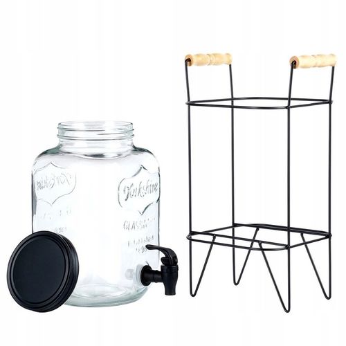 Słój Dozownik do Napojów z Kranikiem Czarnym Stojakiem Szklany VILDE 4,2 L na Arena.pl