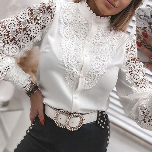 Elegancka koszula damska koronkowa stójka na Arena.pl