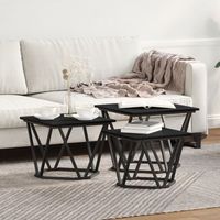 Stolik boczny 3 szt. Czarny Dąb z drewna inżynieryjnego