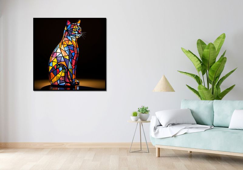 Plakat 100x100cm Koci Witraż zdjęcie 4