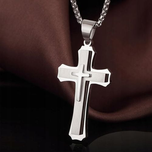 Srebrny ŁAŃCUSZEK z Krzyżykiem Męski WŁOSKI Krzyż ŁAŃCUCH Diamentowany na Arena.pl