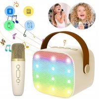 MASZYNA DO KARAOKE, MINI PRZENOŚNY GŁOŚNIK BLUETOOTH Z MIKROFONAMI I LED