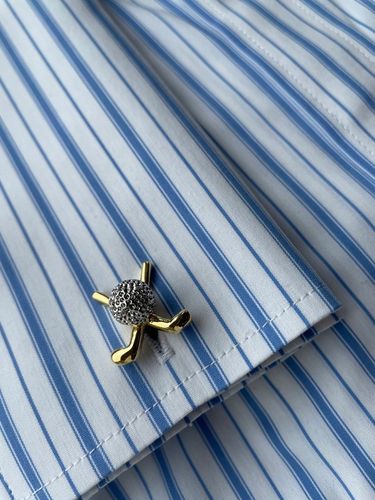 Smokingowe spinki do mankietów EXC Srebrne z Niebieską Masą Perłową + Etui na Arena.pl