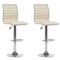 Zestaw 2 hokerów barowych regulowanych ekoskóra beżowy LUCERNE